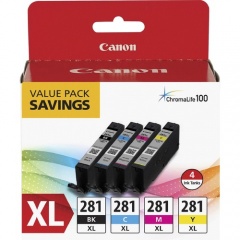 Canon CLI-281XL Original Inkjet Ink Cartridge - Value Pack - Multicolor - 4 / Pack (CLI281XBKCMY)