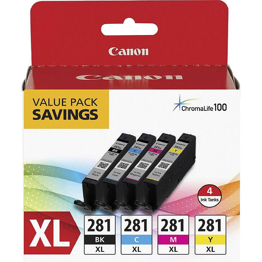 Canon CLI-281XL Original Inkjet Ink Cartridge - Value Pack - Multicolor - 4 / Pack (CNMCLI281XBKCMY)