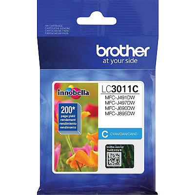 Brother LC3011C Original Standard Yield Inkjet Ink Cartridge - Single Pack - Cyan - 1 Each
