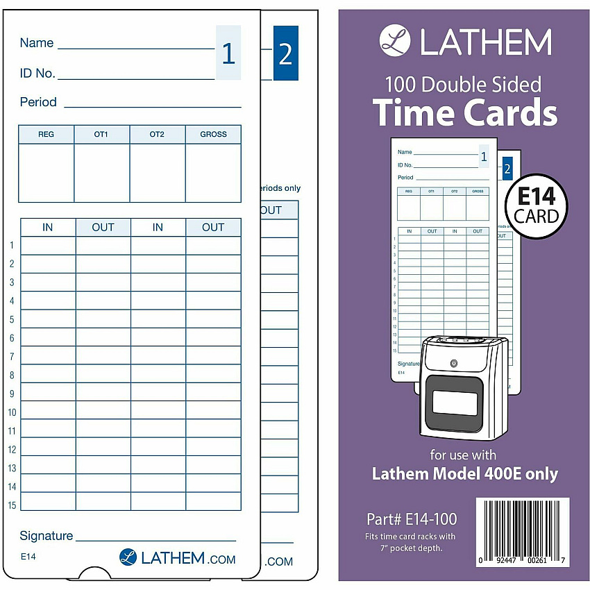 Lathem Model 400E Double Sided Time Cards (LTHE14100)