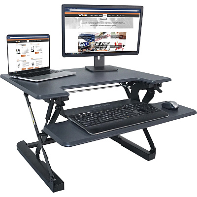 Victor High Rise Height Adjustable Standing Desk with Keyboard Tray (31" , Gray) (VCTDCX710G)