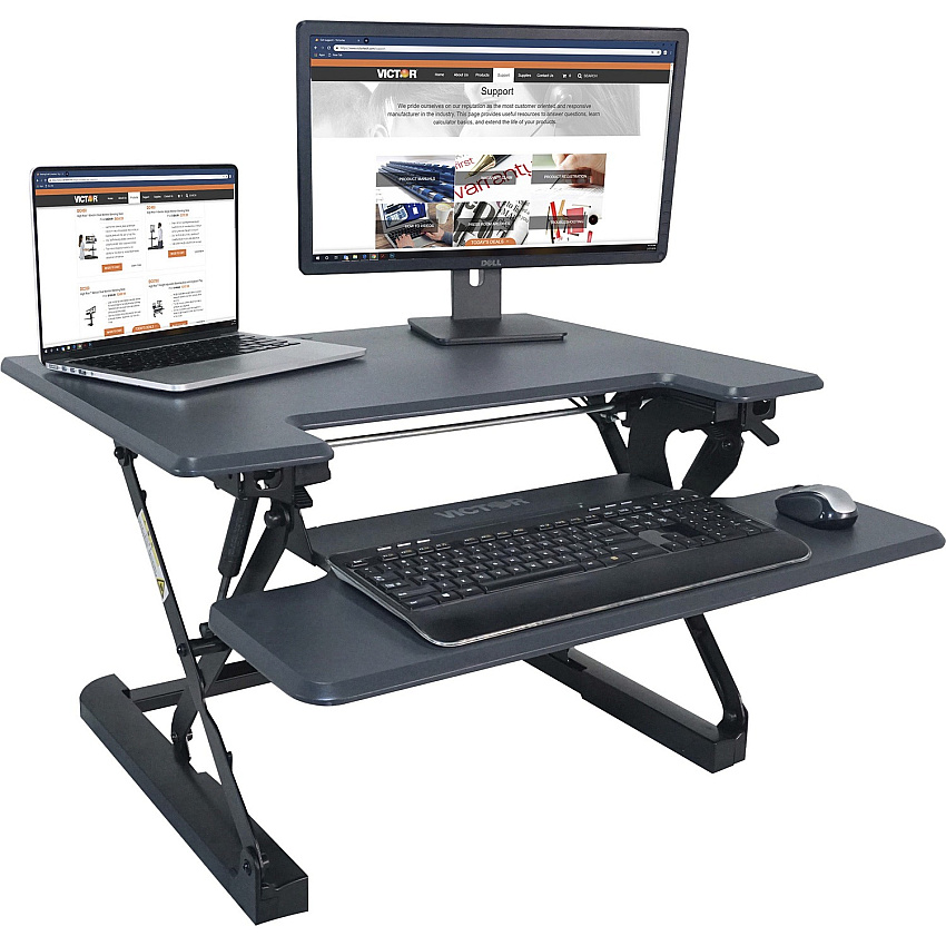 Victor High Rise Height Adjustable Standing Desk with Keyboard Tray (31" , Gray) (VCTDCX710G)