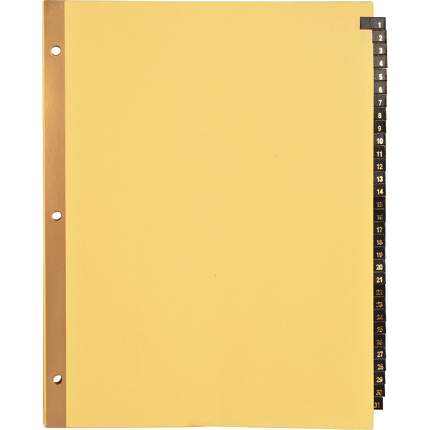 Business Source 1-31 Black Leather Tab Index Dividers (BSN01182)