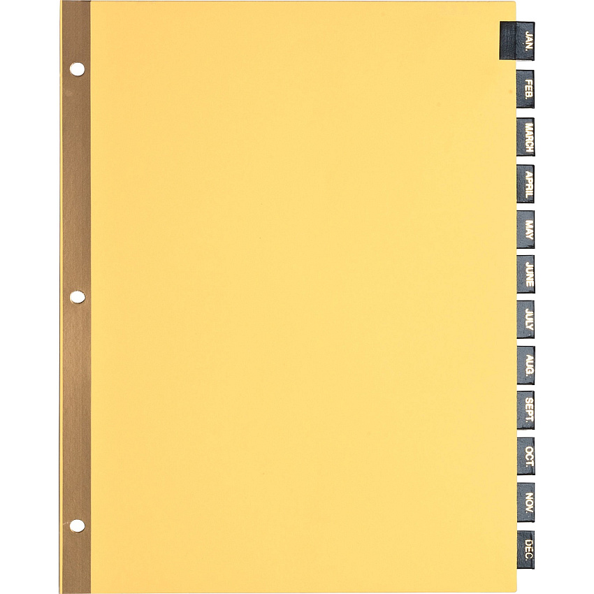Business Source Monthly Black Leather Tab Index Dividers (BSN01183)