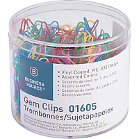 Business Source Vinyl-coated Gem Clips (BSN01605)