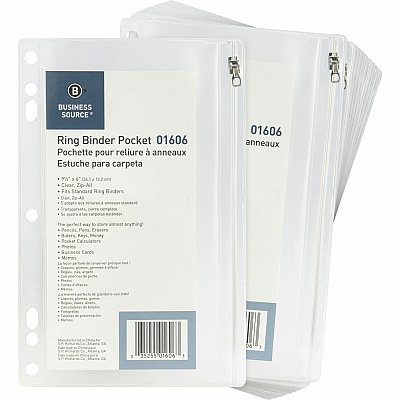 Business Source Punched Economy Binder Pocket (BSN01606BX)