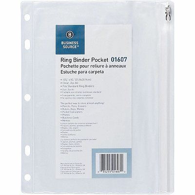 Business Source Punched Economy Binder Pocket (BSN01607BX)