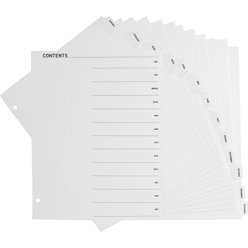 Business Source Jan-Dec Monthly Table of Contents Index Dividers (BSN05856)