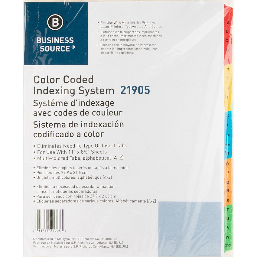 Business Source A-Z Tab Table of Contents Index Dividers (BSN21905)