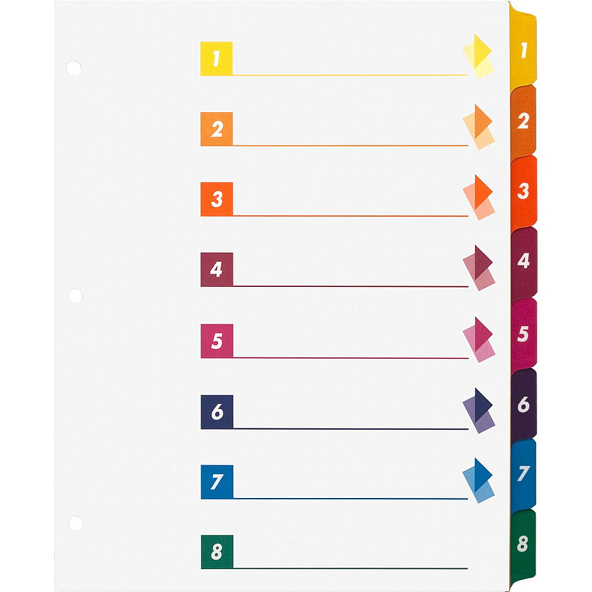 Business Source Color-coded Table of Contents/Tabs Index Dividers (BSN21909)