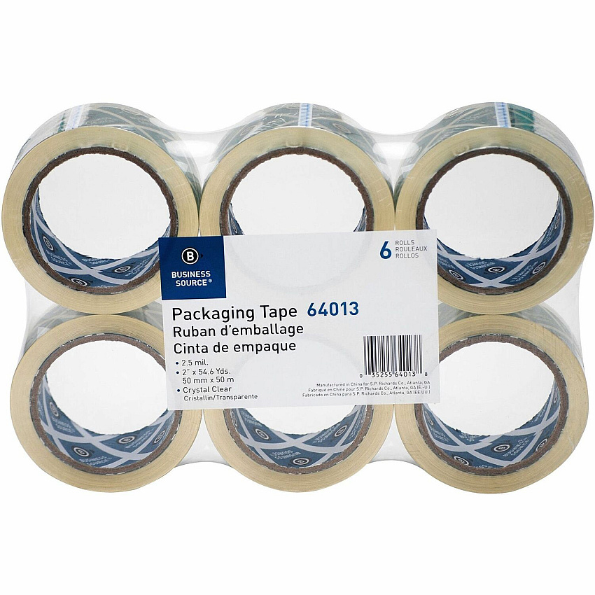 Business Source Crystal Clear Packaging Tape (BSN64013)