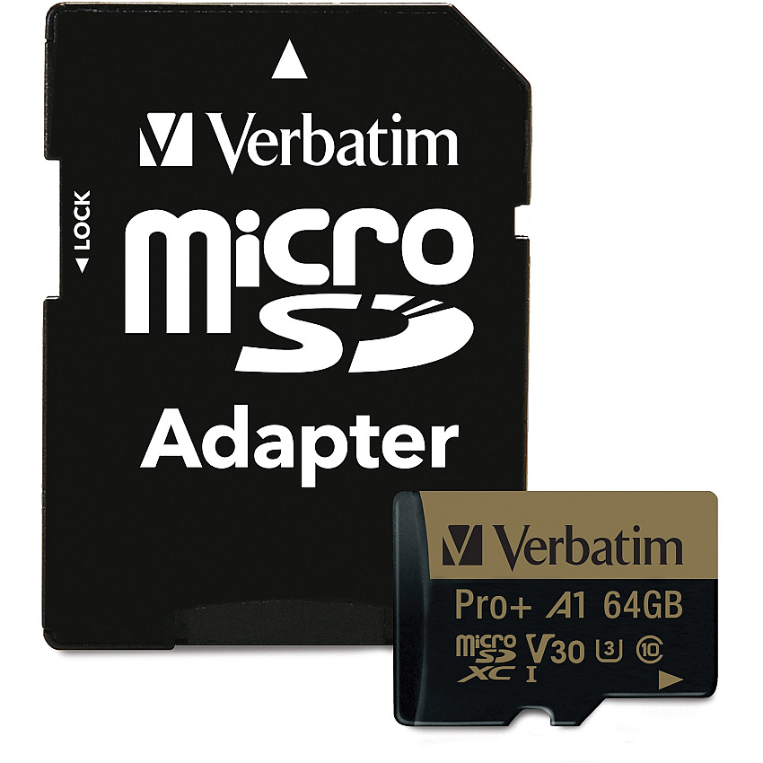 Verbatim PRO Plus 64 GB Class 10/UHS-I (U3) microSDXC - 1 Pack (VER70002)