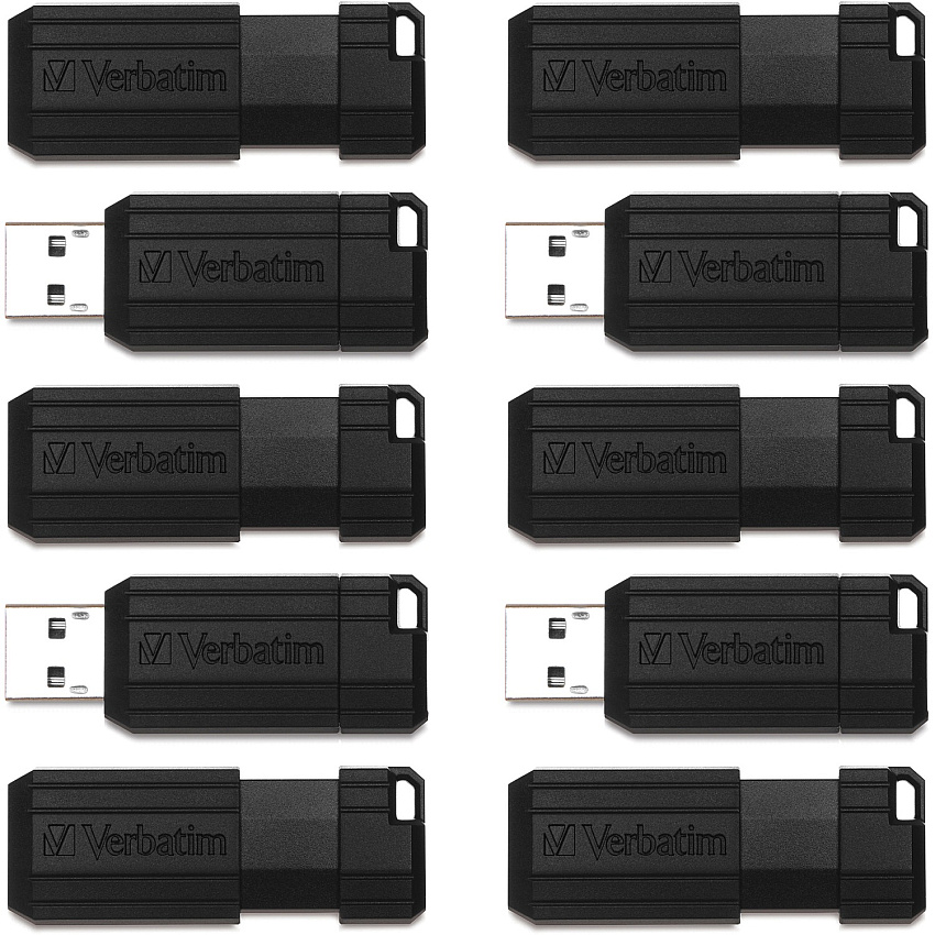 Verbatim 32GB PinStripe USB Flash Drive - Business 10pk - Black (VER70062)