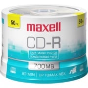 Maxell CD Recordable Media - CD-R - 48x - 700 MB - 50 Pack Spindle (648250)