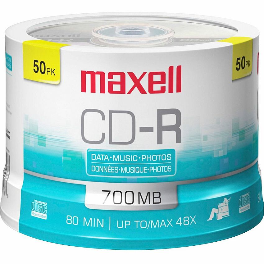 Maxell CD Recordable Media - CD-R - 48x - 700 MB - 50 Pack Spindle (MAX648250)