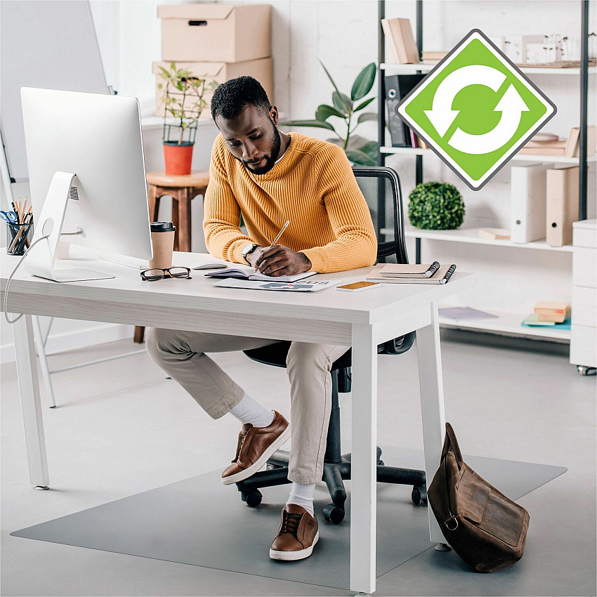 Ecotex Enhanced Polymer Rectangular Chair Mat with Anti-Slip Backing for Hard Floors - 48" x 60" (FLRECO124860AEP)