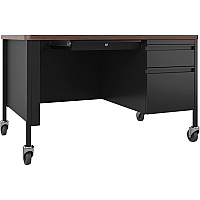 Lorell Fortress Series 48" Mobile Right-Pedestal Teachers Desk (LLR66943)