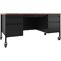Lorell Fortress Series Mobile Double-Pedestal Teachers Desk (LLR66945)