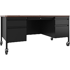 Lorell Fortress Series Mobile Double-Pedestal Teachers Desk (LLR66945)