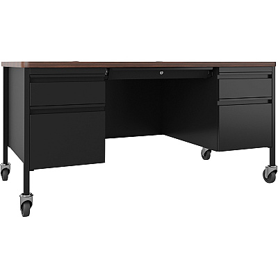 Lorell Fortress Series Mobile Double-Pedestal Teachers Desk (LLR66945)