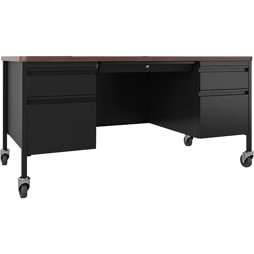 Lorell Fortress Series Mobile Double-Pedestal Teachers Desk (LLR66945)