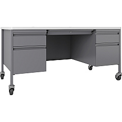 Lorell Fortress Series Mobile Double-Pedestal Teachers Desk (LLR66946)
