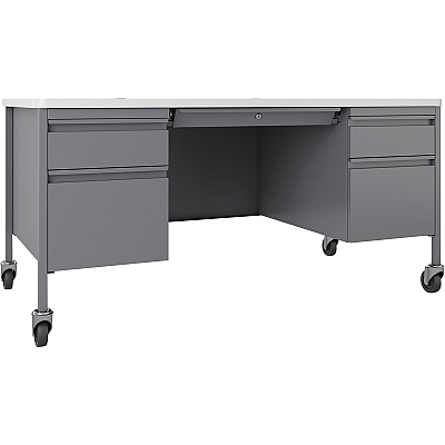 Lorell Fortress Series Mobile Double-Pedestal Teachers Desk (LLR66946)