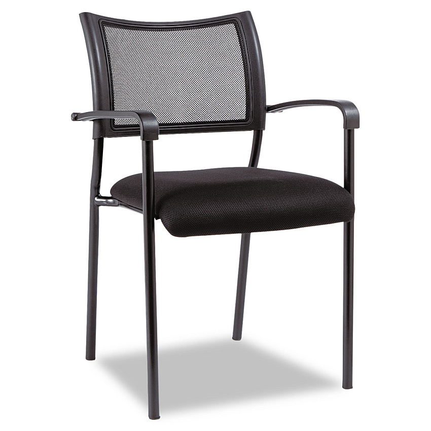Alera Eikon Series Stacking Mesh Guest Chair, 20.86" x 24.01" x 33.07", Black Seat, Black Back, Black Base, 2/Carton (ALEEK43ME10B)