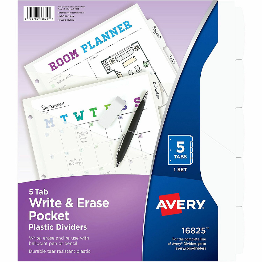 Avery Write & Erase Pocket Plastic Dividers (AVE16825)
