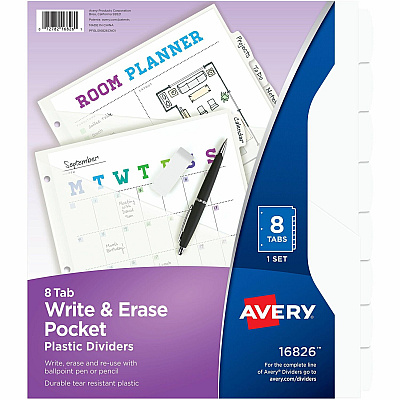 Avery Write & Erase Pocket Plastic Dividers (AVE16826)