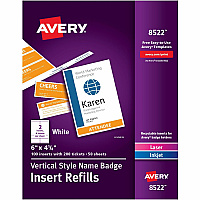 Avery Vertical Name Badge and Ticket Insertsfor Laser and Inkjet Printers (AVE8522)