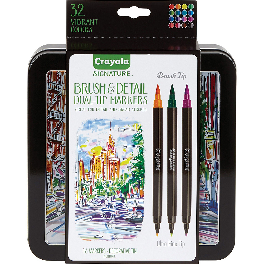 Crayola Brush & Detail Dual Tip Markers (CYO586501)