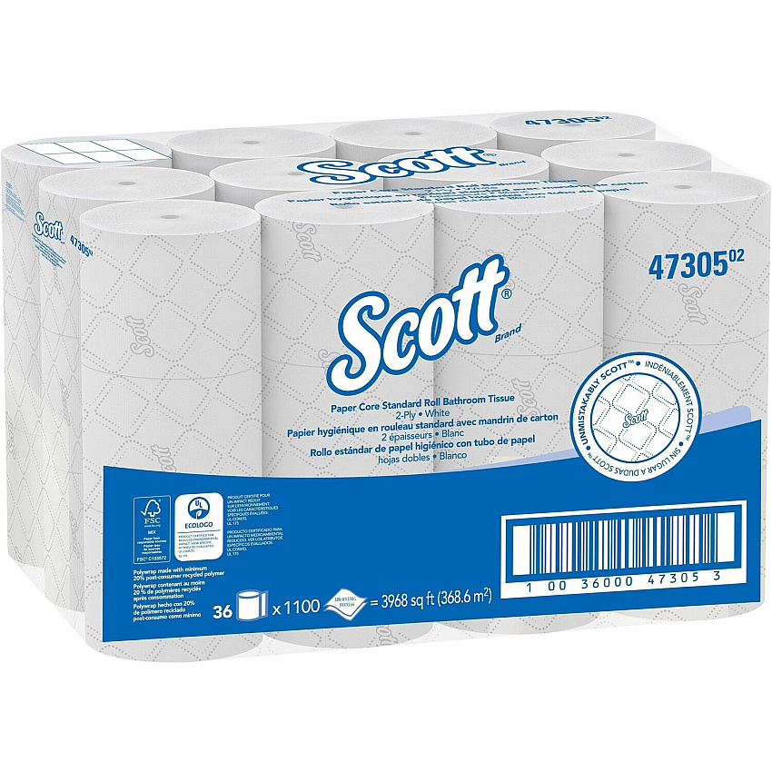 Scott Pro Paper Core High-Capacity Standard Roll Toilet Paper with Elevated Design (KCC47305)