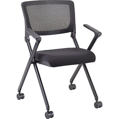 Lorell Mobile Mesh Back Nesting Chairs with Arms (LLR41845)