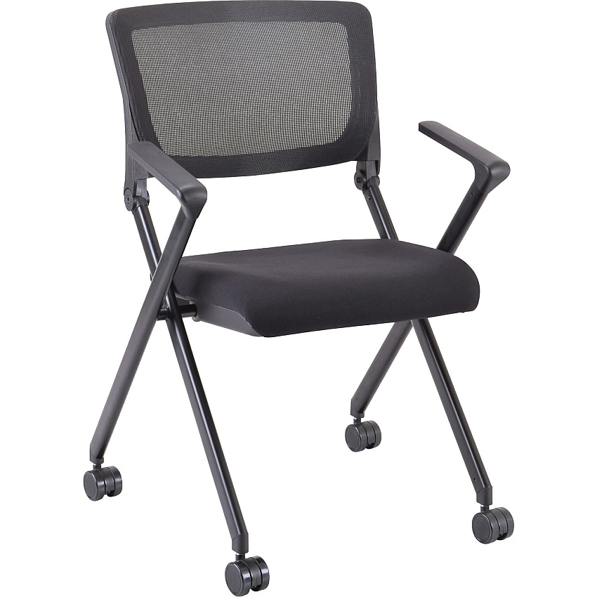 Lorell Mobile Mesh Back Nesting Chairs with Arms (LLR41845)