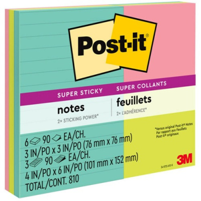 Post-it® Super Sticky Dispenser Notes - Playful Primaries Color