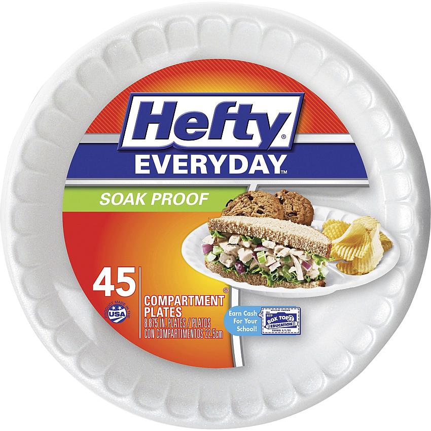 Hefty Everyday 8-7/8" 3-Compartment Foam Plates (RFPD28845)