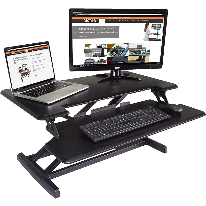 Victor High Rise Height Adjustable Compact Standing Desk with Keyboard Tray (VCTDCX610)