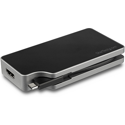 StarTech Usb-c Multiport Video Adapter - 4-in-1 - 95w Power Delivery - Space Gray - Usb-c To Vga Dvi Hdmi Or Mdp - Aluminum - 4k 60hz - Wrap-around Cable (CDPVDHMDPDP)