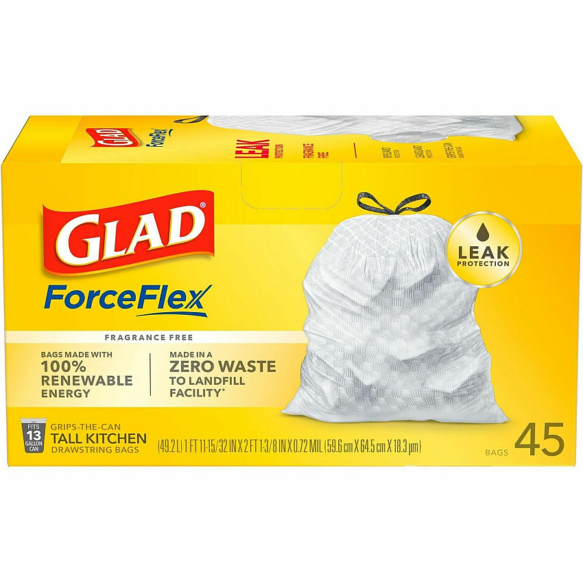 Glad ForceFlex Tall Kitchen Drawstring Trash Bags (CLO78362PL)
