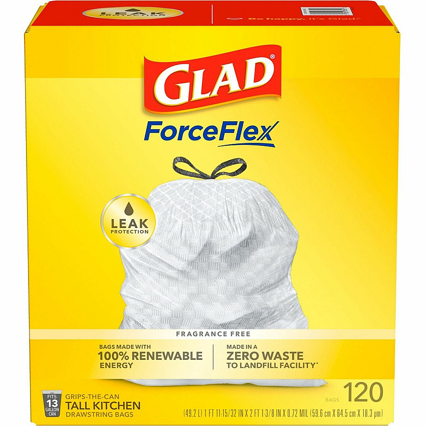 Glad ForceFlex Tall Kitchen Drawstring Trash Bags (CLO78564CT)