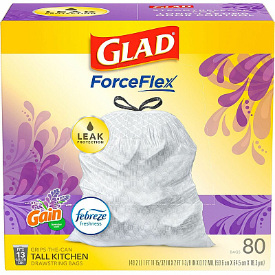 Glad ForceFlex Tall Kitchen Drawstring Trash Bags (CLO78902PL)