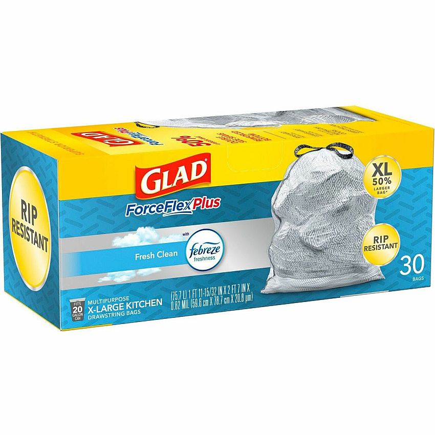 Glad ForceFlexPlus X-Large Kitchen Drawstring Bags (CLO78913PL)