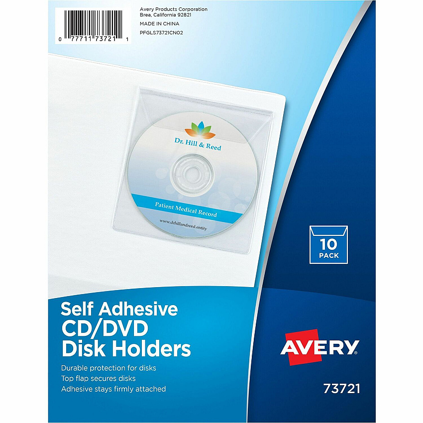 Avery Vinyl Self-Adhesive Media/CD/DVD Pockets (AVE73721)