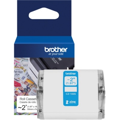 Brother Genuine CZ-1005 continuous length ~ 2 (1.97") 50 mm wide x 16.4 ft. (5 m) long label roll featuring ZINK Zero Ink technology