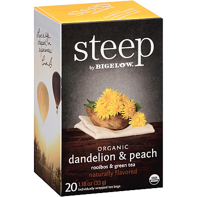 Bigelow Organic Dandelion & Peach Rooibos & Green Tea Herbal Tea, Green Tea Bag (BTC17715)