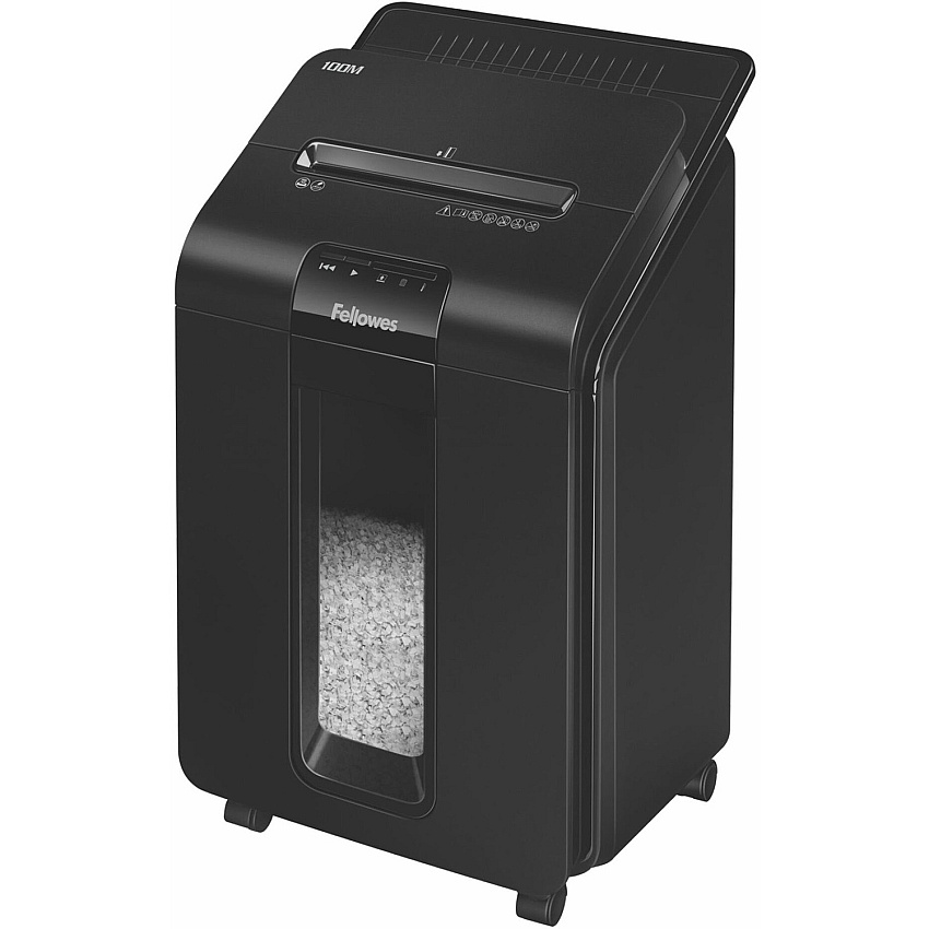 Fellowes AutoMax 100M Micro-Cut Commercial Office Auto Feed 2-in-paper shredder with 100-Sheet Capacity (4629001)