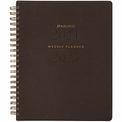 AT-A-GLANCE Signature Collection Academic Weekly/Monthly Planners, 11.5 x 8, Distressed Brown Cover, 13-Month: July 2025 to July 2026 (YP905A09)