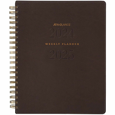 AT-A-GLANCE Signature Collection Academic Weekly/Monthly Planners, 11.5 x 8, Distressed Brown Cover, 13-Month: July 2025 to July 2026 (YP905A09)