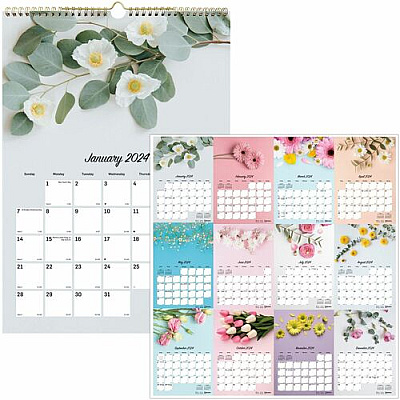 Blueline Romantic Floral Wall Calendar (REDC173122)